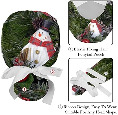 HomedecorZone 6 peças Feliz Natal folhas de veado tampa de trabalho ajustável com botão, boné de enfermagem com banda de suor