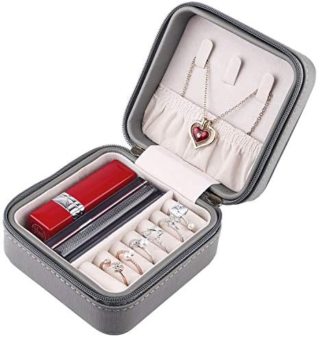 Jiduo Duomiila Small Jewelry Box, Mini organizador de viagem Caixa de armazenamento de exibição portátil para anéis Brincos de colar, presentes para meninas mulheres