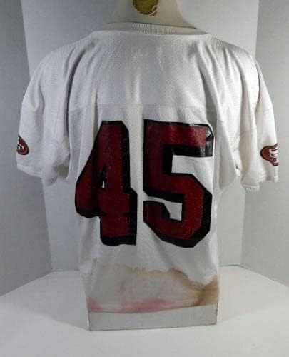 2002 San Francisco 49ers #45 Jogo emitido White Practice Jersey 934 - Jerseys de jogo NFL não assinado usada