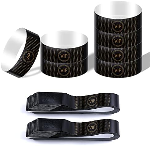 Pulseiras VIP de Kinbom 300pcs, pulseiras de papel impermeáveis ​​para eventos Bandas de festas de pulso preto Brands VIP