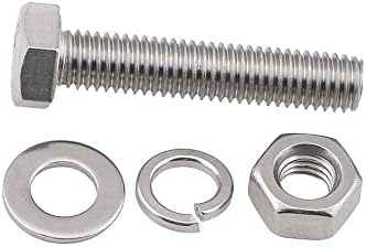 M3m4m5m6m8 304 parafusos de parafuso hexagonal ss e junta de mola de arruela plana e porca de parafuso conjunto de 4 polegadas de aço inoxidável prolongado -)