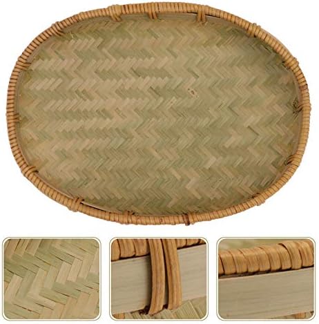 Cesta de armazenamento decorativo de cabilock, de bambu, tecelagem de armazenamento redondo cesto de cesta de frutas de pão cesta de pão para cozinha vegetais picdic pão
