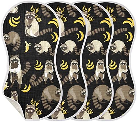 Yyzzh Raccoons fofos Banana Pattern Muslin Burp panos para bebê 1 pacote algodão babys babadores para menino menina