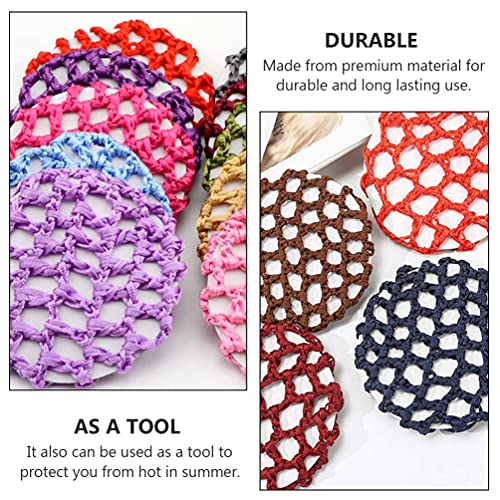 Mobestech 14pcs Mesh Crochet Hair Nets Rayon Knit Snood Chapé