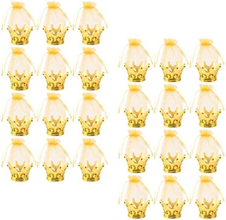 Lifeskome 24pcs Crown Bags Gift Party Party Candy Sacos de armazenamento de chocolate Coroa de ouro com bolsa Bolsa de presentes criativos para a festa de luto para o príncipe Prince Princess Baby Birthday Wedding Party Party