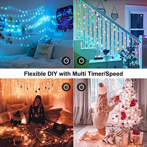 Brizlabs Alteração de cor Luzes de fadas de Natal, 66ft 200 LED LED MULTICOLOR String Light com luzes de árvore de natal