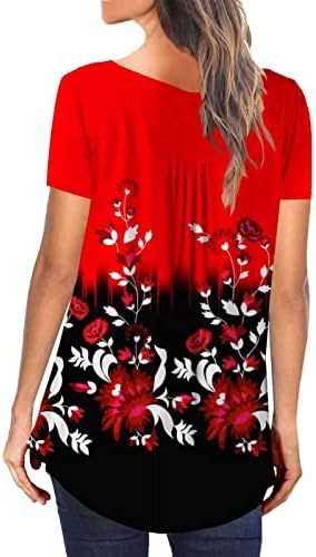 Camisetas Boho para mulheres PLUS TAMANHO HEDRO DE TUNICA TUNICA CHAMISTAS DE MANEIRA CURTA TUMPLA HEMLEY HENLEY BLUSES CASUAL