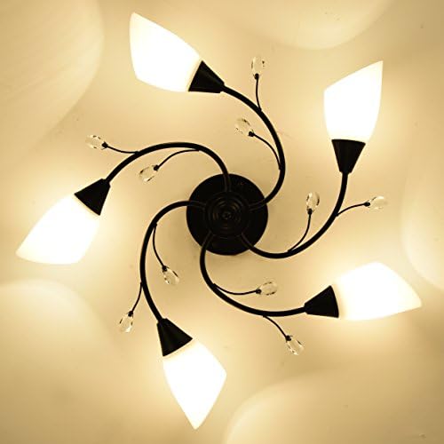 Luminária de teto de montagem semi -nivelada - Finxin FXCL22 Modern Black Painting Pendant Light para quarto, corredor, cozinha e sala de jantar
