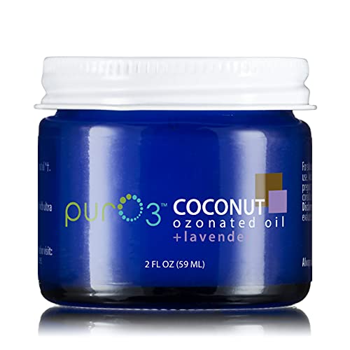 Óleo de coco puro3 ozonado com lavanda - 2 oz - potes de vidro