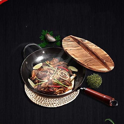 Zldgyg em estilo chinês casa antiaderente de 32 cm de madeira Tradicional Wok Super Scramblebled Eggs Pan Wok Plans