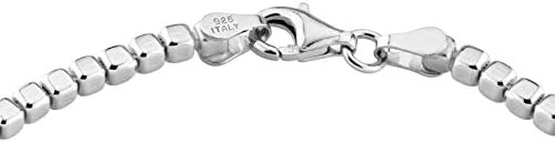 Miabella 925 Sterling Silver Organic Cube Chain Chain Bracelet para mulheres homens, feitos à mão na Itália