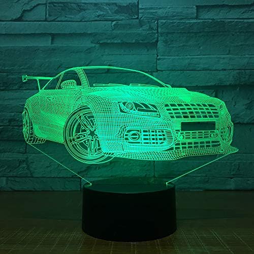 Jinnwell 3D Racing Car Night Light Lâmpada Ilusão 7 Alteração do toque Touch Touch Tabel Mesa Lâmpadas de decoração