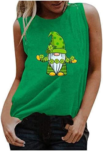 Tampas de tanques para feminino Tshirt do dia de São Patrício Funny Shamrock Gnome Print Vest Summer Summer Trendy