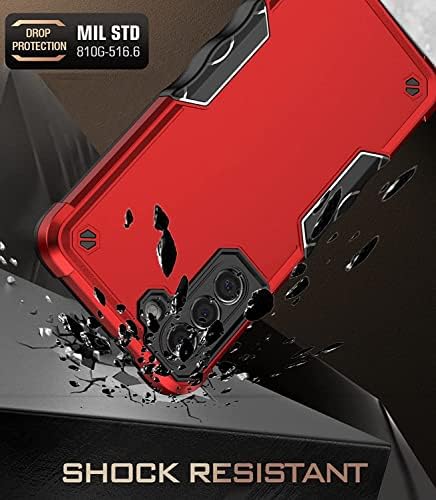 ACFDTYX Compatível com o caso Samsung Galaxy S21 FE, caixa de telefone de proteção pesada à prova de choque de grau militar ， Touch premium elegante, não deslizamento macio para o caso Samsung S21 Fe 5G, vermelho