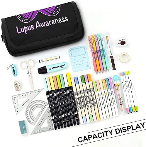 Lúpus Consciência Butterfly Butterfly Capacidade Lápis Caso de lápis Multi-slot Bolsa de armazenamento portátil de caneta