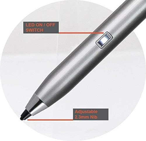 Broonel Silver Mini Fine Point Digital Active Stylus Pen compatível com o Trekstor SurfBook E11b-Co, notebook 11,6 polegadas