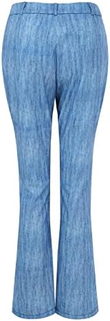 Calça de cordão yalfjv para mulheres de bootcut feminino angustiado jeans de jeans de jeans casual impressão de flores