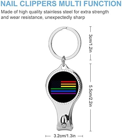 Americalgbt Gay Pride Rainbow Flag Clipper Cuttador de unhas portátil de metal com arquivo de unhas para homens mulheres