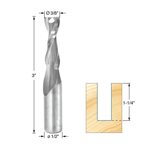 Ferramenta Amana - 46014 CNC Solid Carbide Compressão Espiral 3 Flauta x 1/2 dia x 1-5/8 x 1/2 in