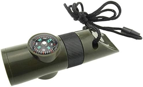Wjccy 7in1 de emergência sobrevivência de apito de bússola ferramenta multifuncional lanterna de lanterna de lanterna termômetro para caminhada de acampamento