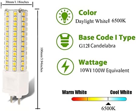 Lâmpada de milho G12 de 4 pacote LED 10W Luz do dia Branco 6500K, AC85-265V, 108LEDS 2835 SMD 900LM para iluminação paisagística