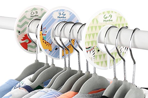 Minnebaby Conjunto adorável de 12 divisores de armários de roupas para bebês com rótulo de 4 peças, conjunto de divisores de tamanho pré-impresso e em branco