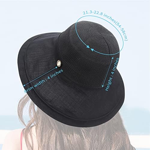 Chapéu de praia feminino Reversível Big Sun Hat Brim Brim Fedora SPF Hat UPF 50+