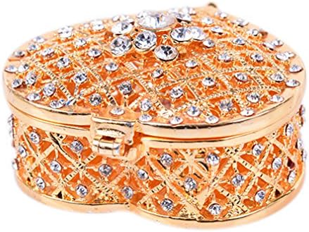 CRYSTAL Heart Shape Jewelry Box Tinket para anéis Colar Casal da caixa de presente do tesouro para o dia do dia