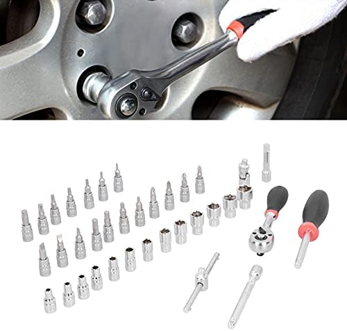 VIFEMIFY 37PCS CHANGE DE SOCKET 1/4in Kit de conjunto de ferramentas de reparo de catraca para ferramentas automotivas de manutenção de motor de carro para mecânica