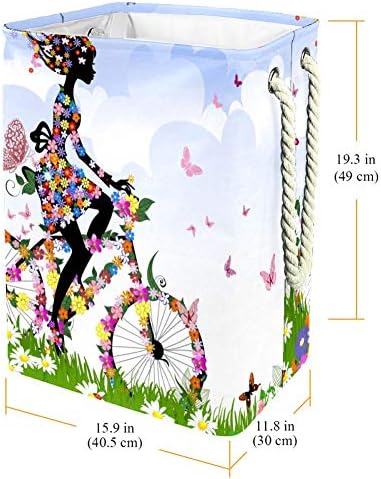 Garota Unicey na Bicicleta Floral Butterflies Lixeira grande para banheiro, quarto, casa, brinquedos e organização