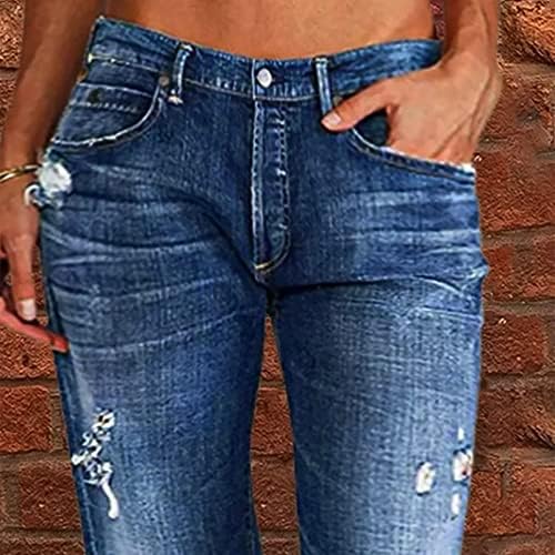 Mulher calça de moletom de tamanho liso jeans para mulheres rasgadas jeans de cintura baixa para mulheres mais atléticas
