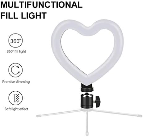 Anel de luz de selfie de Selgie Selgie 6 com suporte para tripé LED em forma de coração anel selfie anel de selfie luz USB Dimmable
