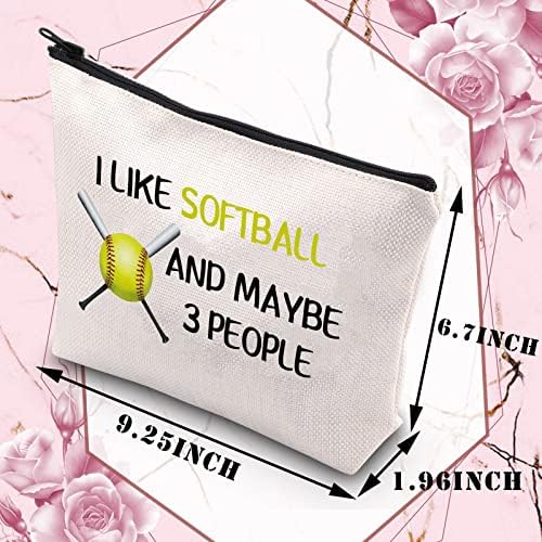 Bolsa de maquiagem de softball bdpwss para garotas de softball jogador eu gosto de softball e talvez 3 pessoas que treinador