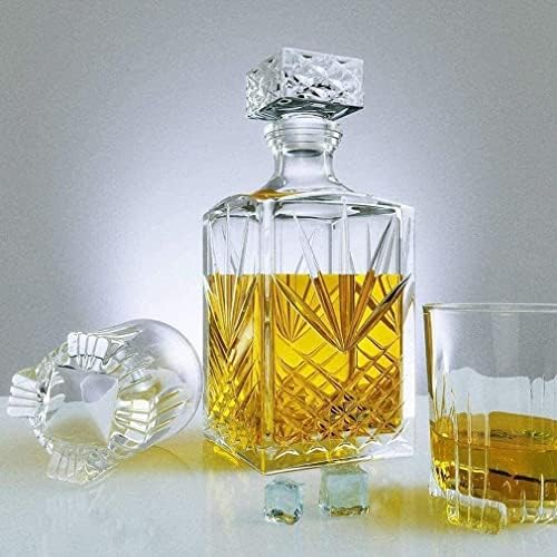 Decanter de vinho Conjunto de vidro Decanter uísque decantador elegante decantador de uísque e conjunto de vidro, decantador de vidro de cristal com 6 copos de uísque 1102