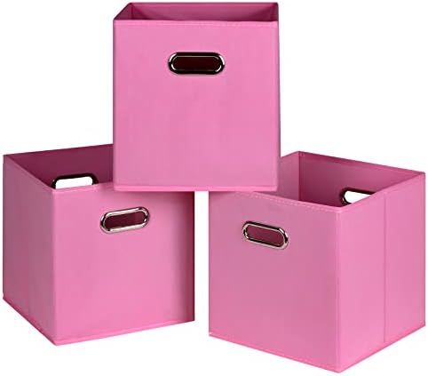 Contêineres de armazenamento de cubos de tecido DABEACT, bancos de armazenamento dobráveis ​​cestas de organizadores com alças duplas para armário de prateleira de 3,