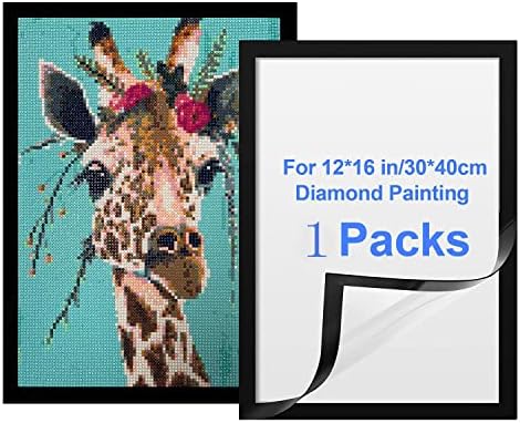 Ceuhrog 6 Frames de pintura de diamante de pacote, molduras de tela de arte de pintura de diamante 12 x 15,7, estrutura de arte magnética de diamante autônoma, molduras para a porta da janela da parede preto, tamanho interno 10 x 14