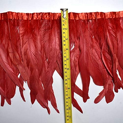 1yard/lot galo penas aparando de 25 a 30 cm de cocar de penas carnaval de decoração de casamento de casamento diy tiras de pluma - zamihalaa