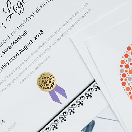 ABOOFAN 36 Set Ribbon Redused Seal Gold Foil Achievement Adesivos Diploma Seal adesivos de fita em relevo para envelopes Certificados Graduação azul