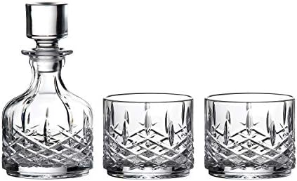 Marquês de Crystal Waterford Markham empilhando o par de decanter e copo