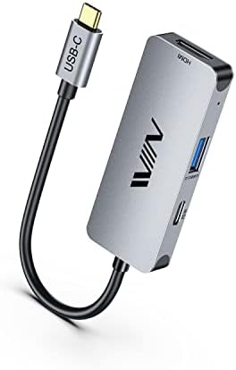 Adaptador USB C a HDMI, IVIIN 3 em 1 Hub tipo C USB com 4K HDMI, 100W PD, Adaptador USB C Travel Compatível com MacBook Pro/Air,