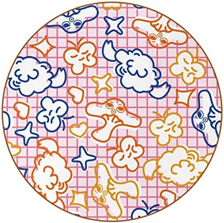 Coasters de padrões de cogumelos de desenho animado para bebidas, tapete de proteção de 6 peças para copos de vinho e xícaras,