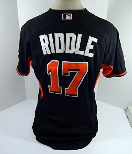 Miami Marlins JT Riddle 17 Jogo usou Black Jersey BP St 46 DP44330 - Jogo usada MLB Jerseys