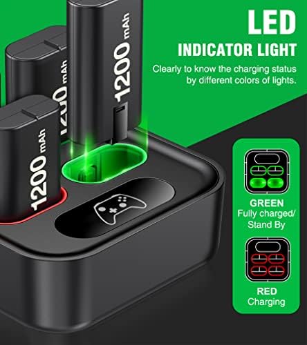 Carregador para o Xbox One Controller Battery com 4 x 1200mAh USB Estação de carregador de bateria Xbox One para Xbox Série X |