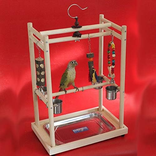 Xiaoheshop vôo kit de gaiola de pássaro pássaro gaiola de pássaro de madeira brinca de pássaro de pássaro Treinamento de brechas de pássaros de ginástica com aço inoxidável Acessórios de pássaros Acessórios de pássaros