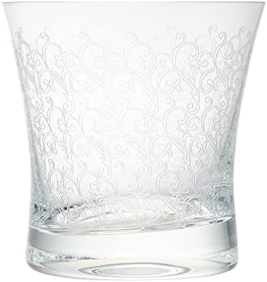 Aoyama Glass AMG-7039-1S vidro de bacchus, vidro de rocha, vidro de shochu velho, saquê japonês, aprox. 9.5 fl oz, conjunto de presentes, caixa, dia dos pais, presente, masculino, padrão de ramo antigo, fabricado na República Tcheca