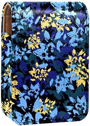 Caixa de batom de Oryuekan, bolsa de maquiagem portátil fofa bolsa cosmética, organizador de maquiagem do lipstick, pastoreável flor azul vintage