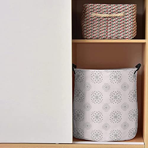 Cestas de lavanderia de pano de oxford à prova d'água - cesto de roupa dobrável com alças de textura redonda rosa de textura de textura para quarto de quarto de dormitório 16,5x17 polegadas
