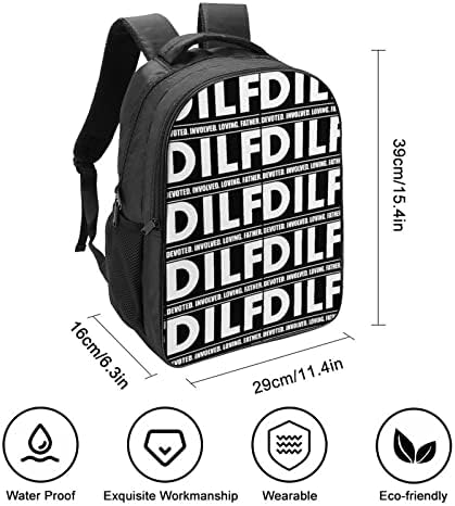 Dilf dedicado envolvido pai pai viagens mochila estética bookbag saco de trabalho de ombro pesado para homens mulheres mulheres 16 polegadas