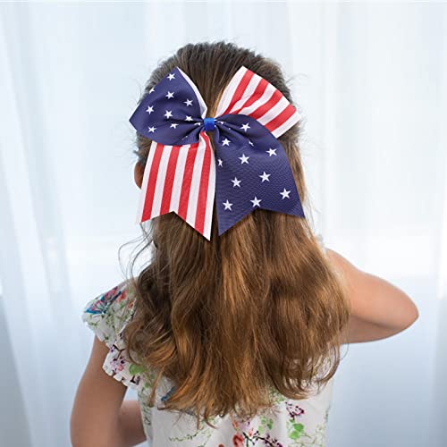 12pcs 8 American Flag Cheer Bows For Girls, Oooleer 4 de julho Cheerleading Hair Bow Independence Day Hair Acessórios para