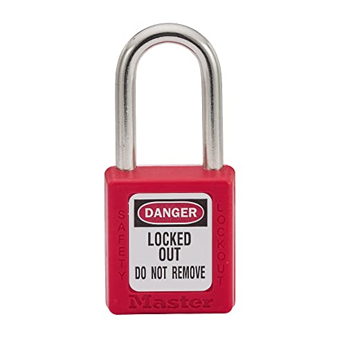 MASTER Lock 410 Red Lockout Tagout Padlock de segurança com Key & 496b Lockout Tagout Universal Wall Switch Tampa, Red 0.312 pol.